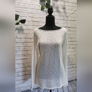 'Talbot's Long Sleeve Oversized Boat Neck Popcorn Knit Sweater. Size S.